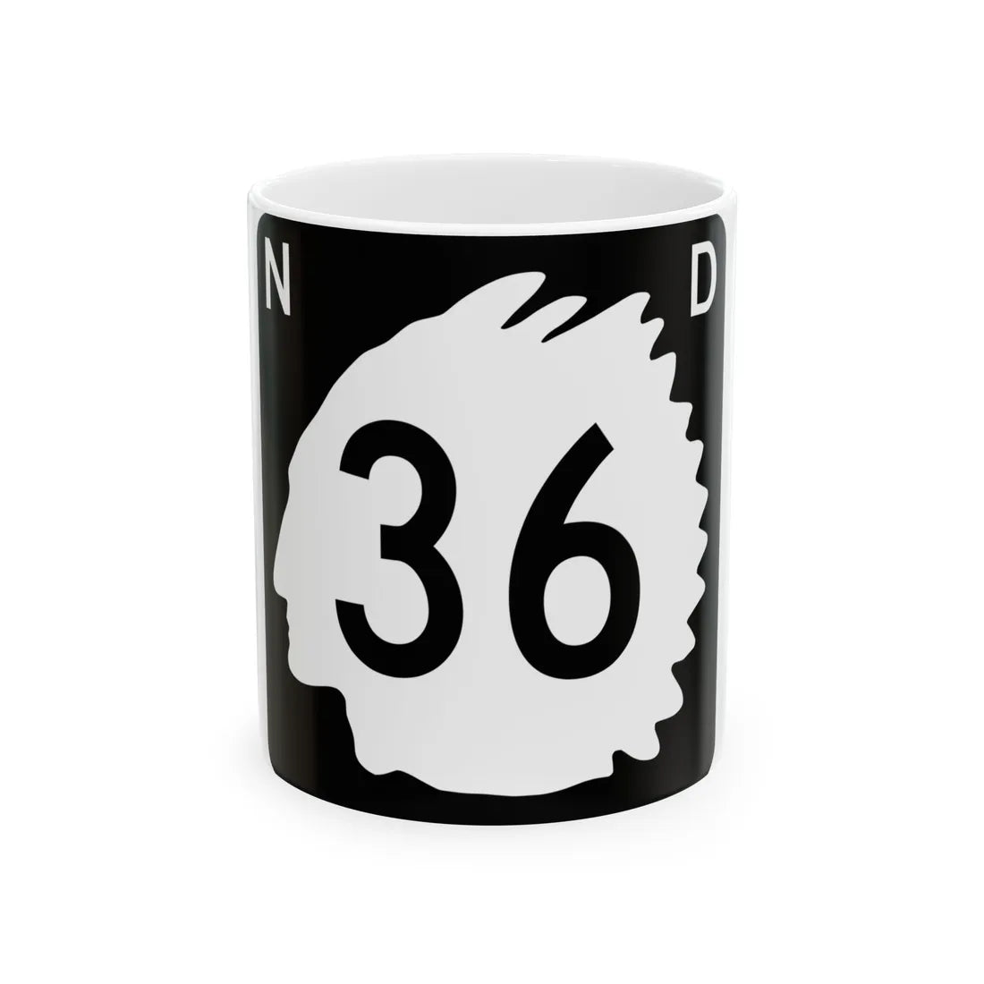North Dakota 36 (North Dakota) (Road Sign) White Coffee Mug 11oz - Go Mug Yourself