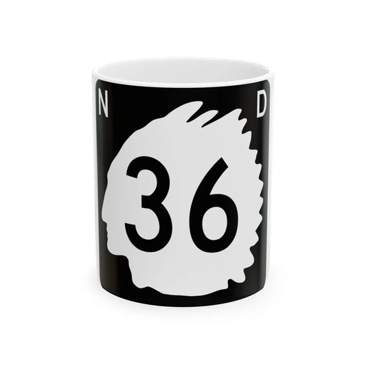 North Dakota 36 (North Dakota) (Road Sign) White Coffee Mug 11oz - Go Mug Yourself