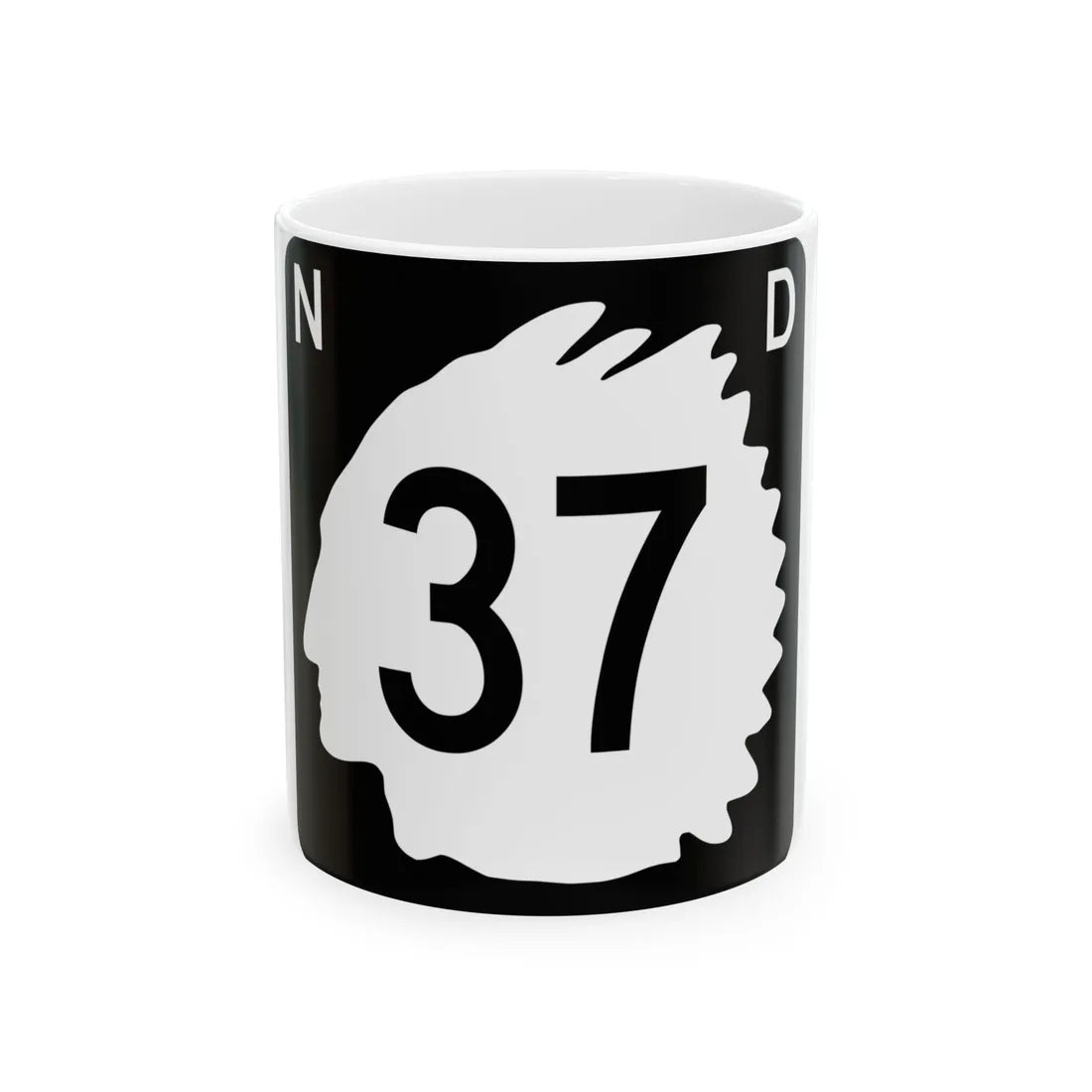 North Dakota 37 (North Dakota) (Road Sign) White Coffee Mug 11oz - Go Mug Yourself