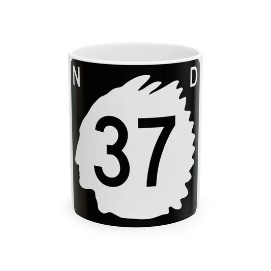 North Dakota 37 (North Dakota) (Road Sign) White Coffee Mug 11oz - Go Mug Yourself