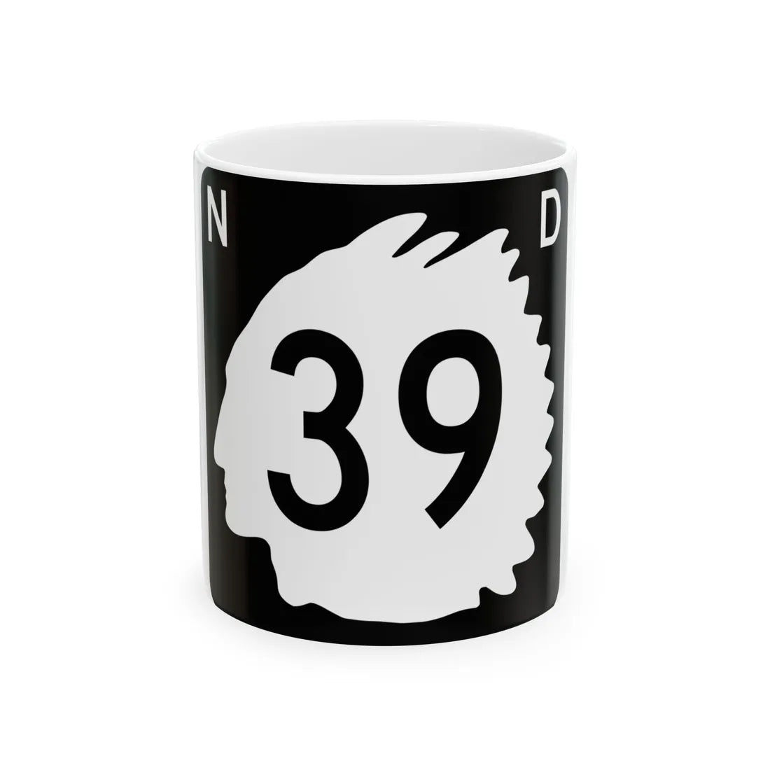 North Dakota 39 (North Dakota) (Road Sign) White Coffee Mug 11oz - Go Mug Yourself