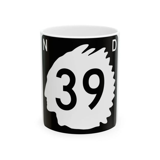 North Dakota 39 (North Dakota) (Road Sign) White Coffee Mug 11oz - Go Mug Yourself