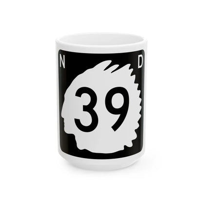 North Dakota 39 (North Dakota) (Road Sign) White Coffee Mug 15oz - Go Mug Yourself