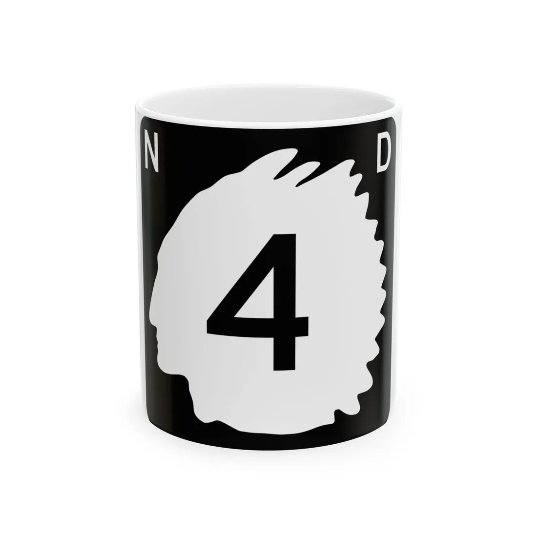 North Dakota 4 (North Dakota) (Road Sign) White Coffee Mug 11oz - Go Mug Yourself