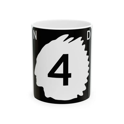 North Dakota 4 (North Dakota) (Road Sign) White Coffee Mug 11oz - Go Mug Yourself