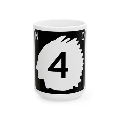 North Dakota 4 (North Dakota) (Road Sign) White Coffee Mug 15oz - Go Mug Yourself