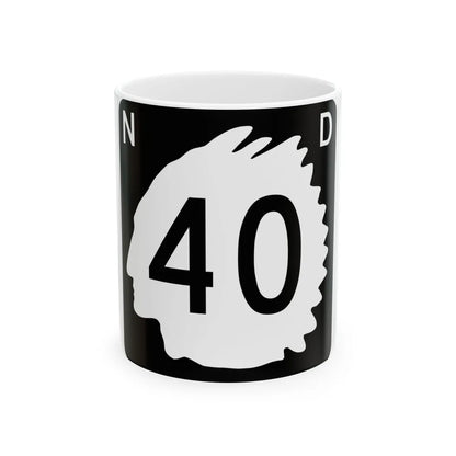 North Dakota 40 (North Dakota) (Road Sign) White Coffee Mug 11oz - Go Mug Yourself