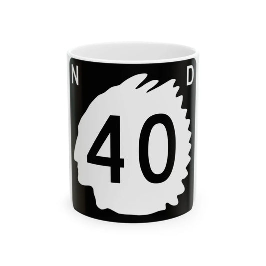 North Dakota 40 (North Dakota) (Road Sign) White Coffee Mug 11oz - Go Mug Yourself