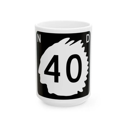 North Dakota 40 (North Dakota) (Road Sign) White Coffee Mug 15oz - Go Mug Yourself