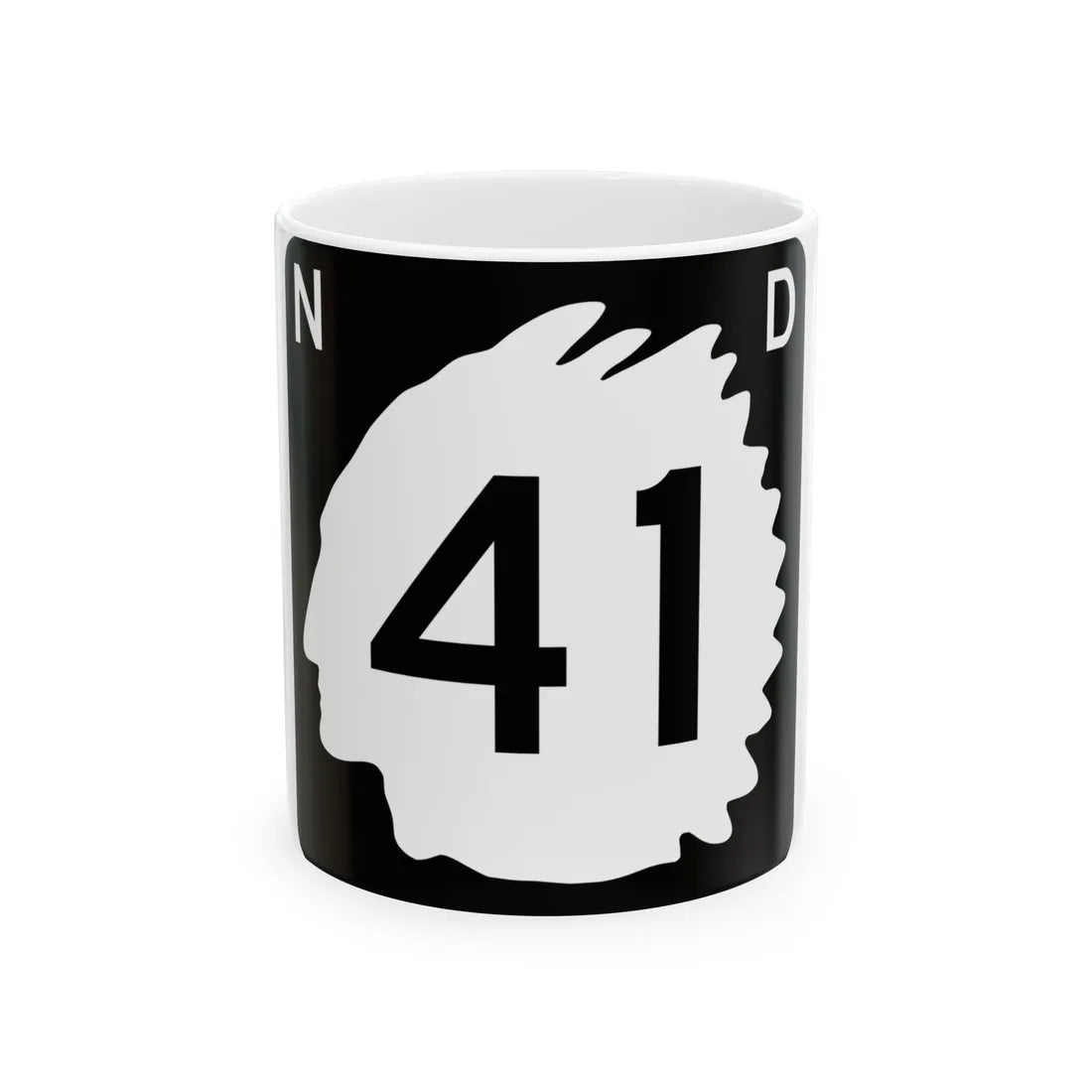 North Dakota 41 (North Dakota) (Road Sign) White Coffee Mug 11oz - Go Mug Yourself