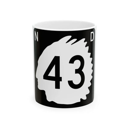 North Dakota 43 (North Dakota) (Road Sign) White Coffee Mug 11oz - Go Mug Yourself