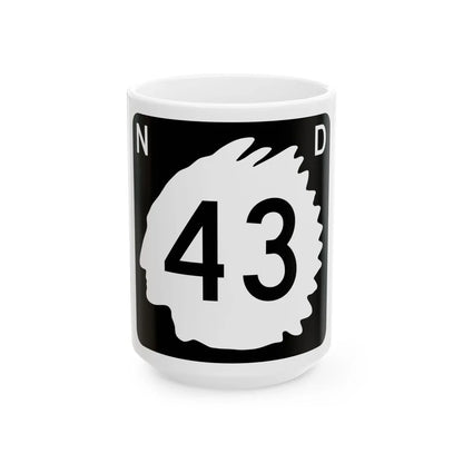 North Dakota 43 (North Dakota) (Road Sign) White Coffee Mug 15oz - Go Mug Yourself
