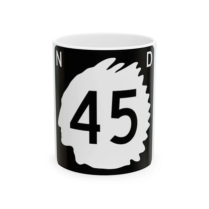 North Dakota 45 (North Dakota) (Road Sign) White Coffee Mug 11oz - Go Mug Yourself