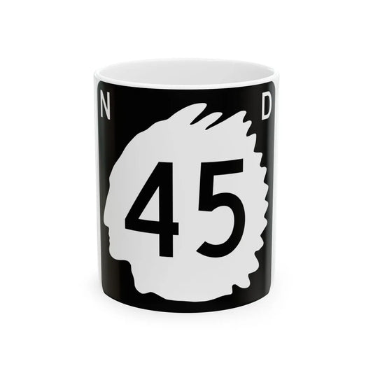 North Dakota 45 (North Dakota) (Road Sign) White Coffee Mug 11oz - Go Mug Yourself