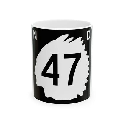 North Dakota 47 (North Dakota) (Road Sign) White Coffee Mug 11oz - Go Mug Yourself