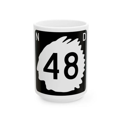 North Dakota 48 (North Dakota) (Road Sign) White Coffee Mug 15oz - Go Mug Yourself