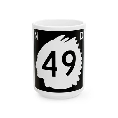 North Dakota 49 (North Dakota) (Road Sign) White Coffee Mug 15oz - Go Mug Yourself