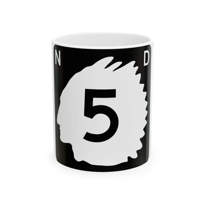 North Dakota 5 (North Dakota) (Road Sign) White Coffee Mug 11oz - Go Mug Yourself