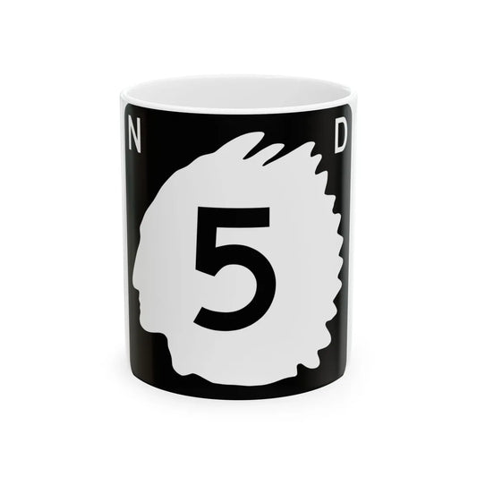 North Dakota 5 (North Dakota) (Road Sign) White Coffee Mug 11oz - Go Mug Yourself