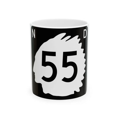 North Dakota 55 (North Dakota) (Road Sign) White Coffee Mug 11oz - Go Mug Yourself