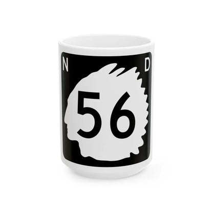North Dakota 56 (North Dakota) (Road Sign) White Coffee Mug 15oz - Go Mug Yourself