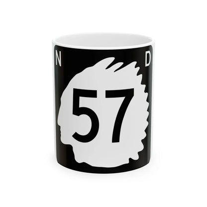 North Dakota 57 (North Dakota) (Road Sign) White Coffee Mug 11oz - Go Mug Yourself