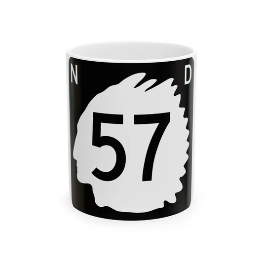 North Dakota 57 (North Dakota) (Road Sign) White Coffee Mug 11oz - Go Mug Yourself