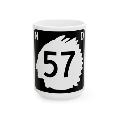 North Dakota 57 (North Dakota) (Road Sign) White Coffee Mug 15oz - Go Mug Yourself