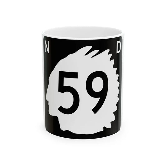 North Dakota 59 (North Dakota) (Road Sign) White Coffee Mug 11oz - Go Mug Yourself