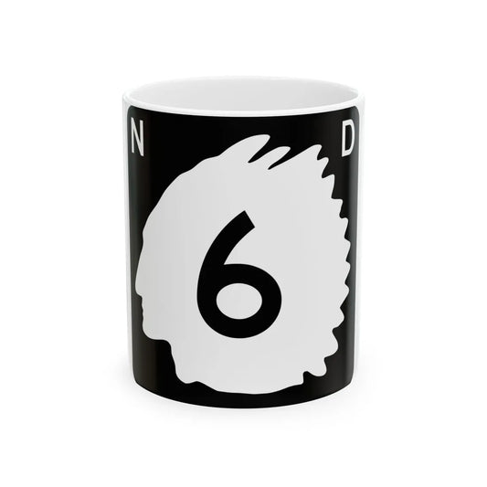 North Dakota 6 (North Dakota) (Road Sign) White Coffee Mug 11oz - Go Mug Yourself