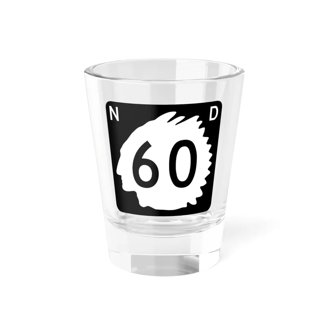 North Dakota 60 (North Dakota) (Road Sign) Shot Glass 1.5oz 1.5oz - Go Mug Yourself