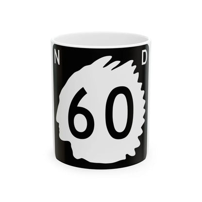 North Dakota 60 (North Dakota) (Road Sign) White Coffee Mug 11oz - Go Mug Yourself