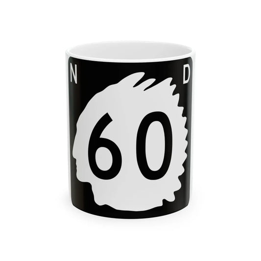 North Dakota 60 (North Dakota) (Road Sign) White Coffee Mug 11oz - Go Mug Yourself