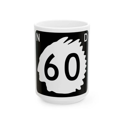 North Dakota 60 (North Dakota) (Road Sign) White Coffee Mug 15oz - Go Mug Yourself