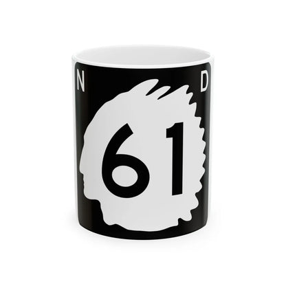 North Dakota 61 (North Dakota) (Road Sign) White Coffee Mug 11oz - Go Mug Yourself
