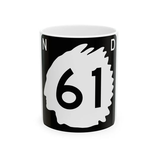 North Dakota 61 (North Dakota) (Road Sign) White Coffee Mug 11oz - Go Mug Yourself