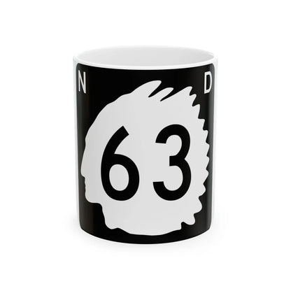 North Dakota 63 (North Dakota) (Road Sign) White Coffee Mug 11oz - Go Mug Yourself