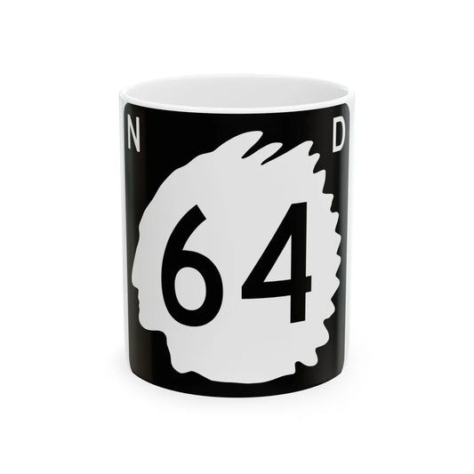 North Dakota 64 (North Dakota) (Road Sign) White Coffee Mug 11oz - Go Mug Yourself