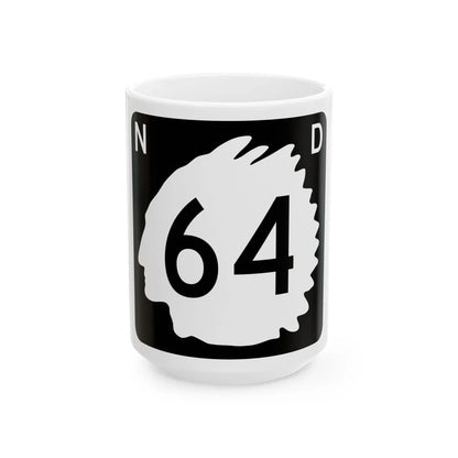 North Dakota 64 (North Dakota) (Road Sign) White Coffee Mug 15oz - Go Mug Yourself