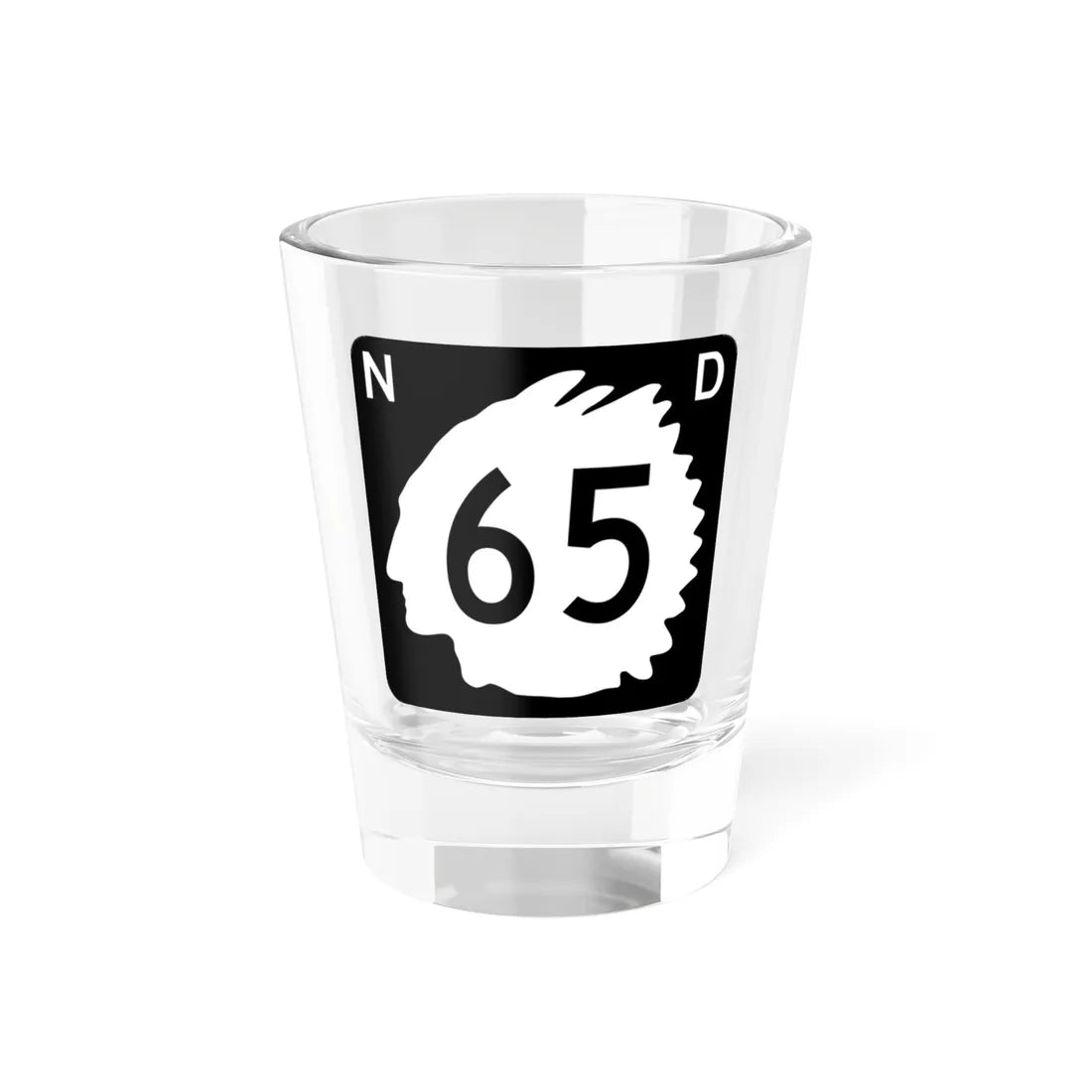 North Dakota 65 (North Dakota) (Road Sign) Shot Glass 1.5oz 1.5oz - Go Mug Yourself