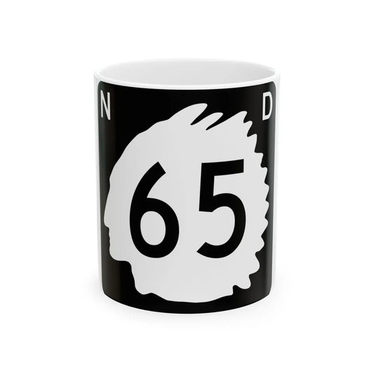 North Dakota 65 (North Dakota) (Road Sign) White Coffee Mug 11oz - Go Mug Yourself