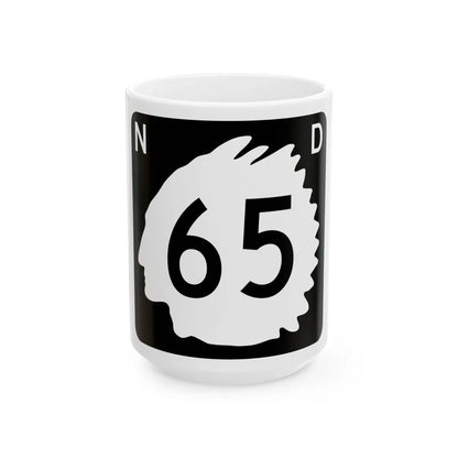 North Dakota 65 (North Dakota) (Road Sign) White Coffee Mug 15oz - Go Mug Yourself