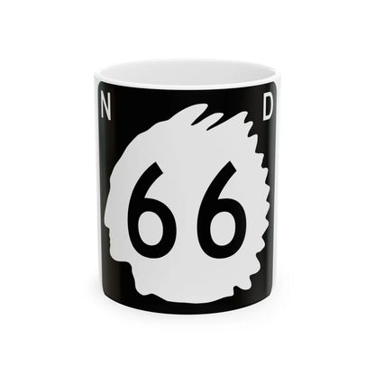 North Dakota 66 (North Dakota) (Road Sign) White Coffee Mug 11oz - Go Mug Yourself