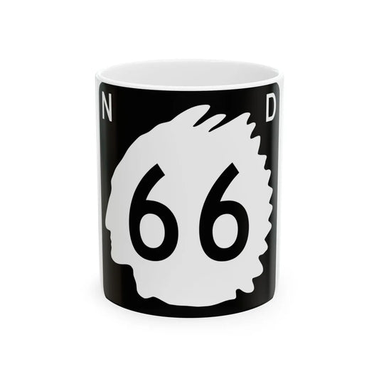 North Dakota 66 (North Dakota) (Road Sign) White Coffee Mug 11oz - Go Mug Yourself