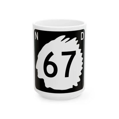 North Dakota 67 (North Dakota) (Road Sign) White Coffee Mug 15oz - Go Mug Yourself