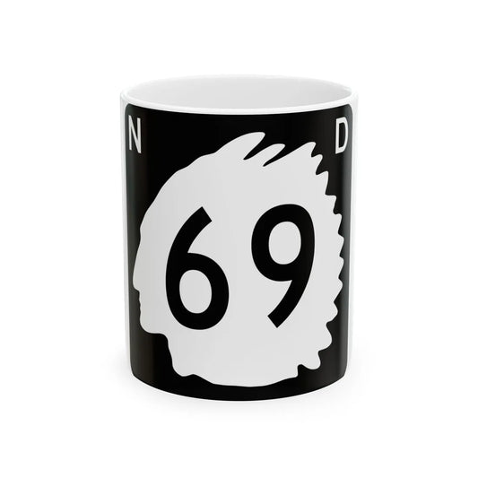 North Dakota 69 (North Dakota) (Road Sign) White Coffee Mug 11oz - Go Mug Yourself