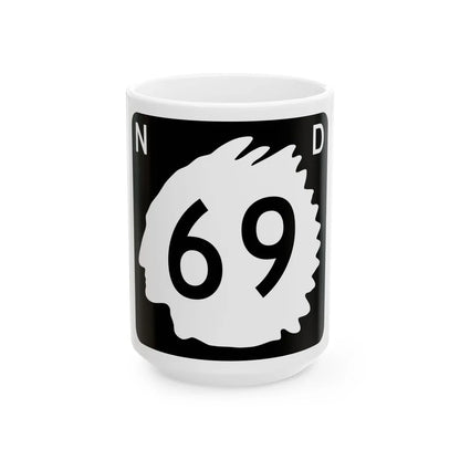 North Dakota 69 (North Dakota) (Road Sign) White Coffee Mug 15oz - Go Mug Yourself