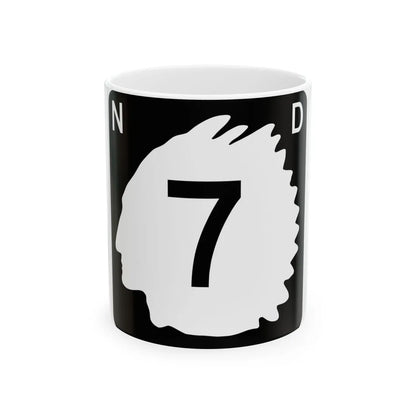 North Dakota 7 (North Dakota) (Road Sign) White Coffee Mug 11oz - Go Mug Yourself