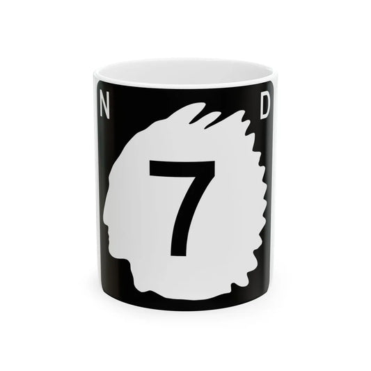 North Dakota 7 (North Dakota) (Road Sign) White Coffee Mug 11oz - Go Mug Yourself