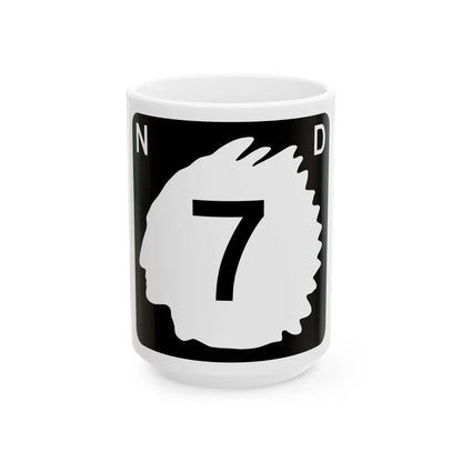 North Dakota 7 (North Dakota) (Road Sign) White Coffee Mug 15oz - Go Mug Yourself